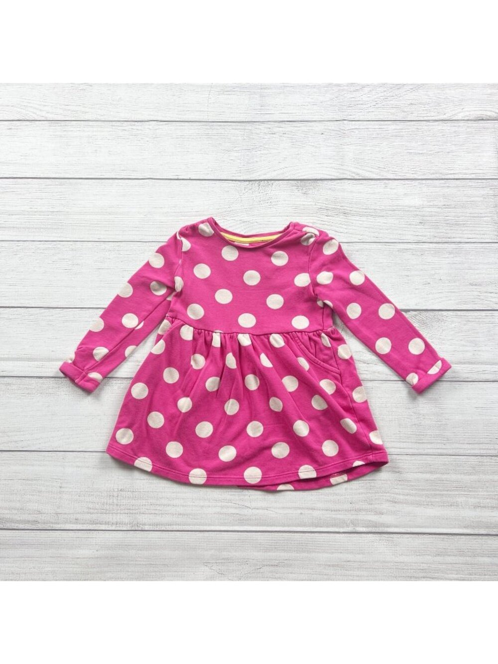 Tu Pink Polka Dot Long Sleeve Baby Dress Cotton Blend 12-18 Months